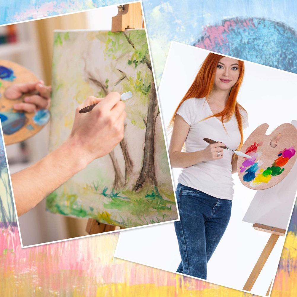 5Pcs Artist Painting Palette Oil Painting Mixing Scraper Stainless Steel Wood Oil Paint Spatula Set