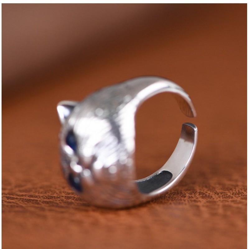 Adjustable Cat Ring Women Men Copper Open Band Vintage Animal Jewelry Minimalist Cute Feline Accessory