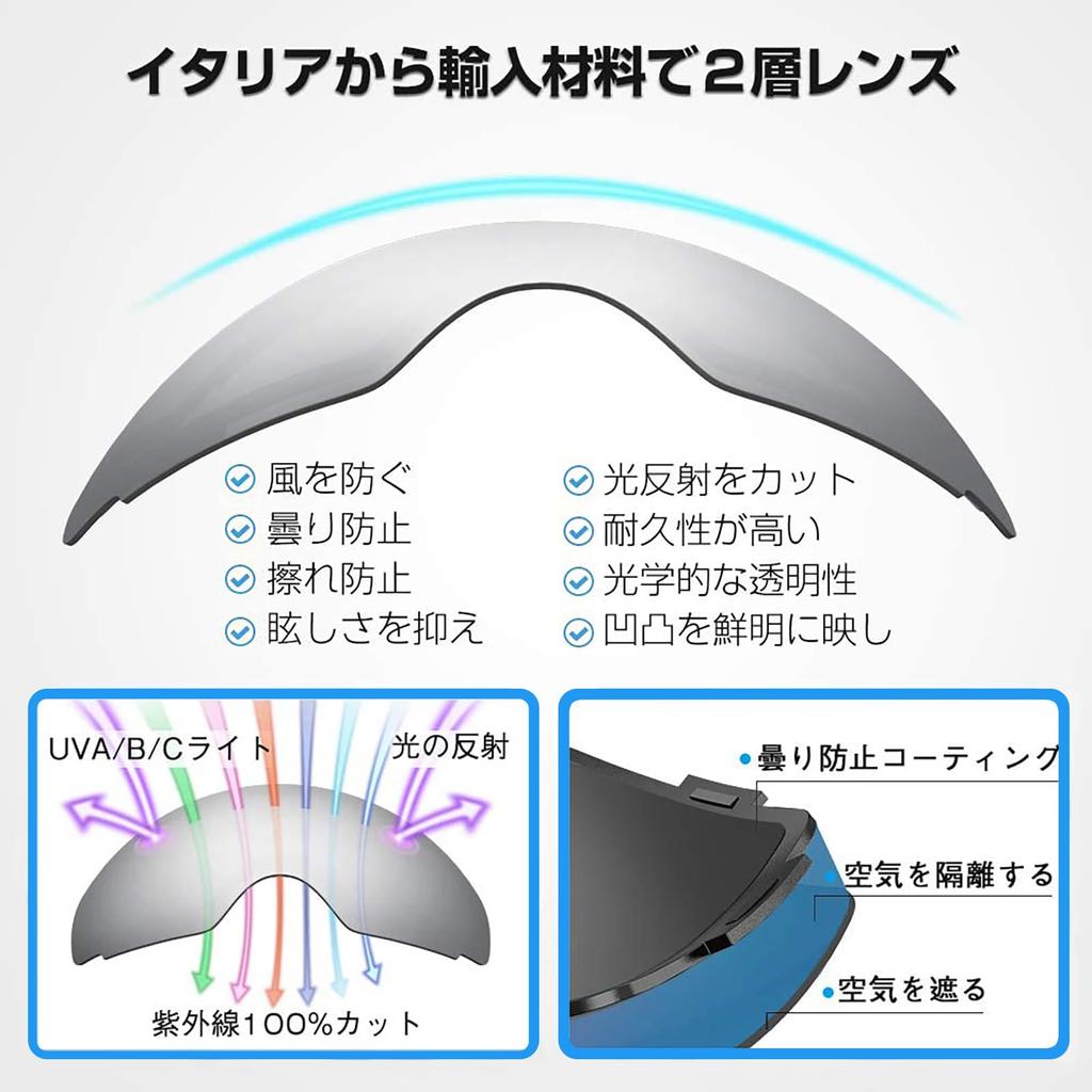 Yarazora Ski Snowboard Spherical Double Glasses Wide Field of UV400 Storage Case Included Goggles, Goggles, Lens, Compatible, Anti-Fog, 180° View,