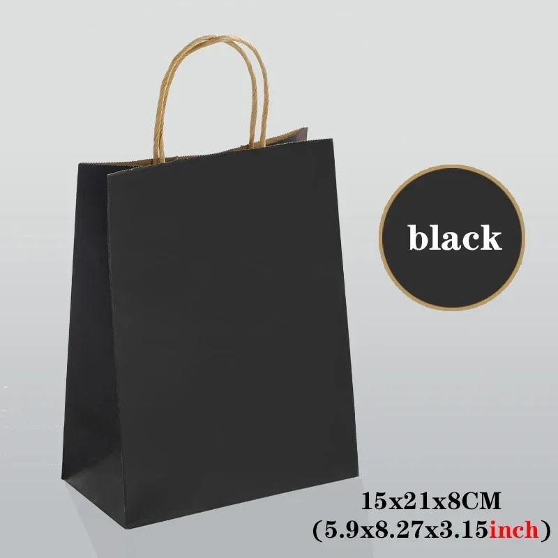 

10/30/50pcs Festival Party Gift Bag with Handle Jewelry Shopping Bag Christmas Birthday Wedding Gift Packaging Bag Colored Bags 10pcs&15x8x21cm чёрный