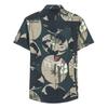 TRIES Men's Summer Printed Draped Short Sleeve Shirt