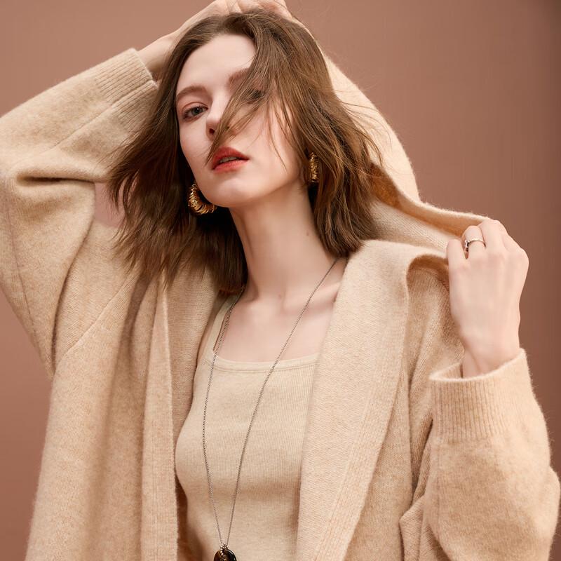 

Женский зимний вязаный кардиган с капюшоном Санцай L