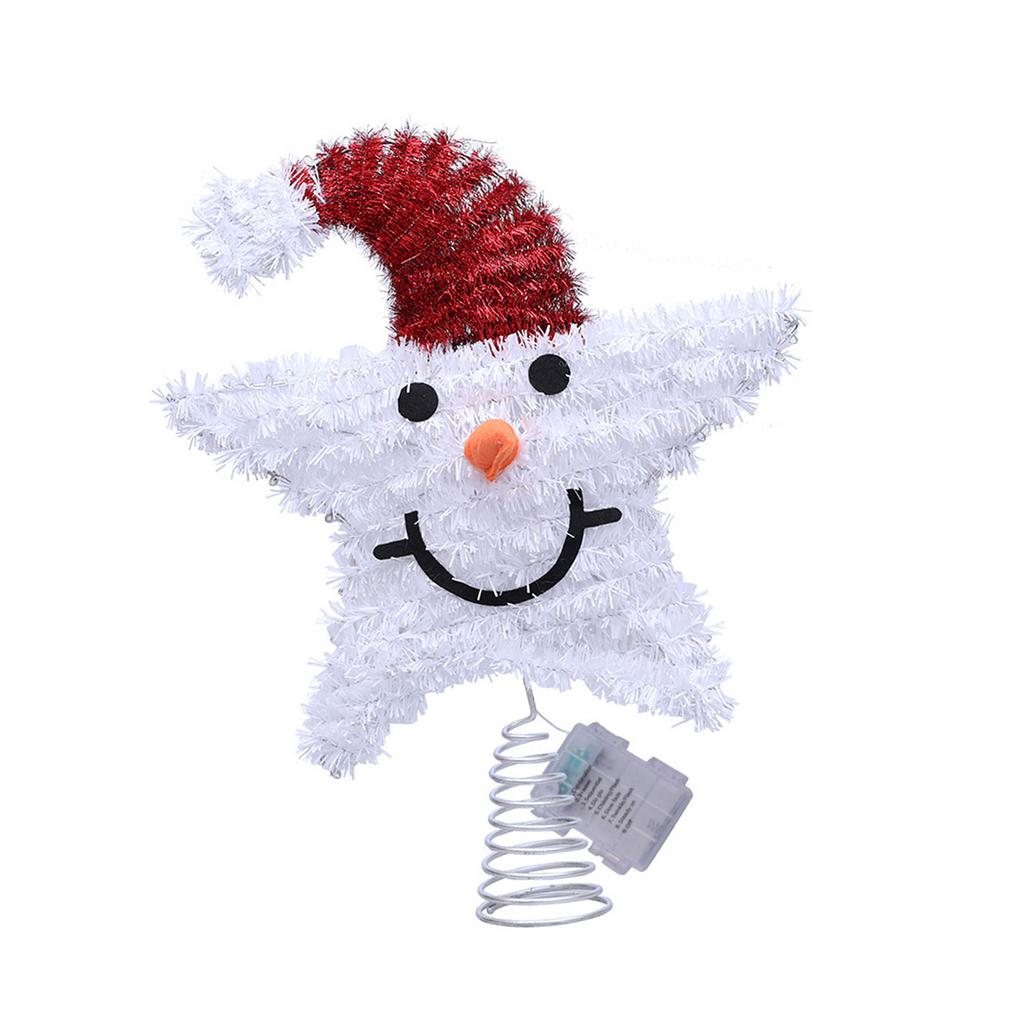 Easy Install Snowman Star Tree Toppers Warm Glowing Iron Christmas Decoration For Festival Table Centerpieces