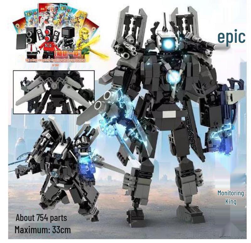 Titan Monitor & Toy Building Block Minifigure Set: Man vs. Toilet Man, Clock Man, TV Man, Audio Man