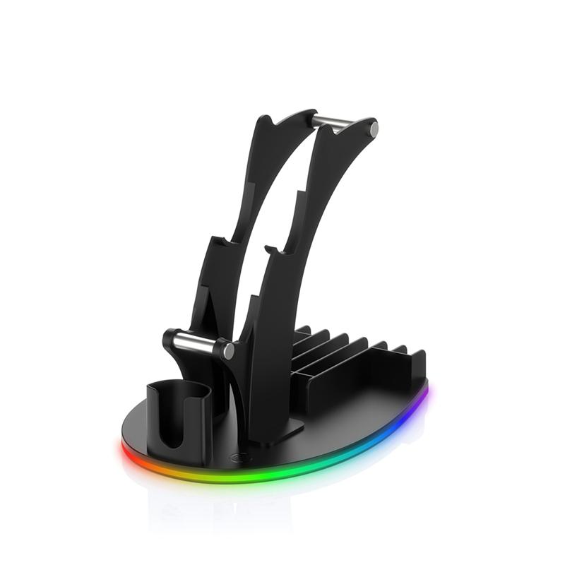 B03B-For PS5 Desktop Storage Stand Controller Stand With RGB Lights Headphone/Handle/Remote/Disc Desktop Storage Stand