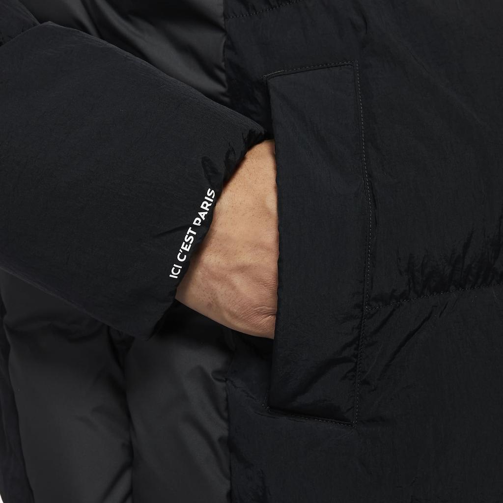 Jordan Paris Saint-Germain Logo Print Badge Hooded Cotton Jacket Men Outerwear Black DB6495-010