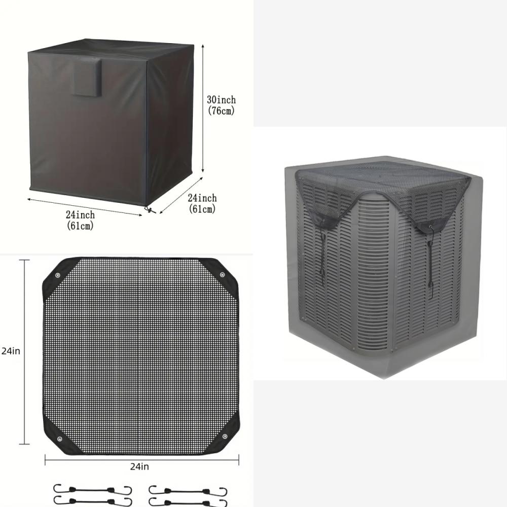 2pcs Full Breathable Mesh Air Conditioner Cover with Detachable Waterproof Top - Outdoor AC Protection Against Dust and Weather