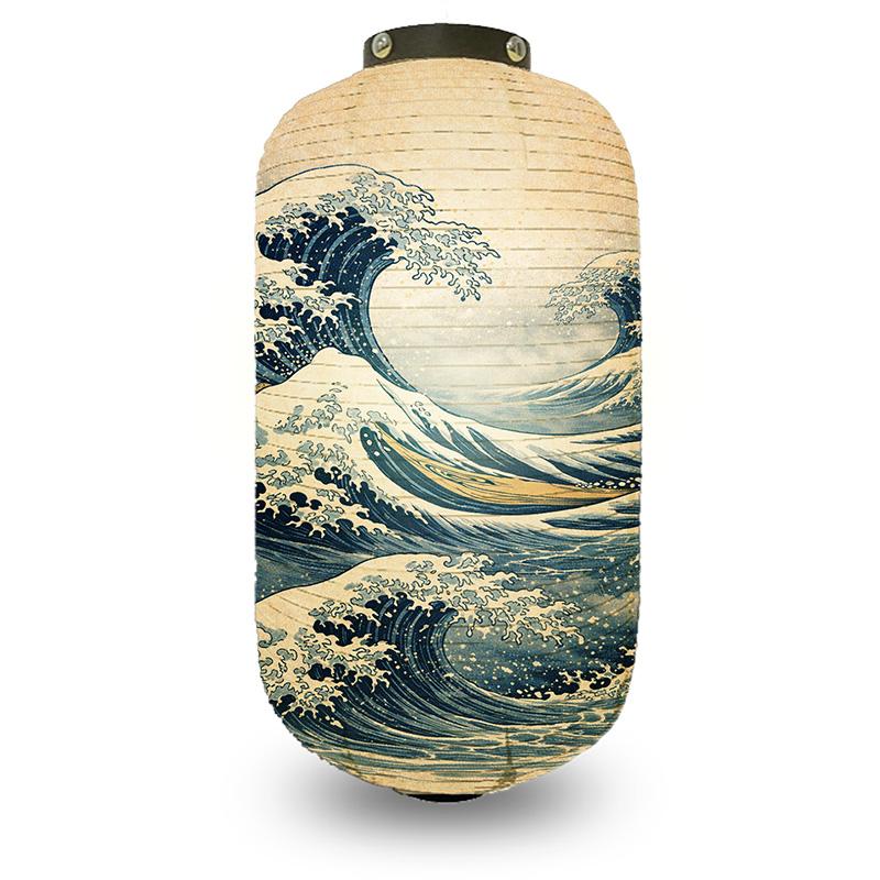 

Japanese Style Ukiyo-e Traditional Sea Wave Printed Lantern Hanging Cloth Lantern Izakaya Restaurant Cuisine Wedding Party Decor 20x35cm