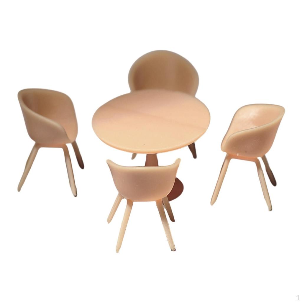 1/64 Miniature Table Chair Set Mini Furniture Model Decoration Creative Tiny Resin Modern Desk