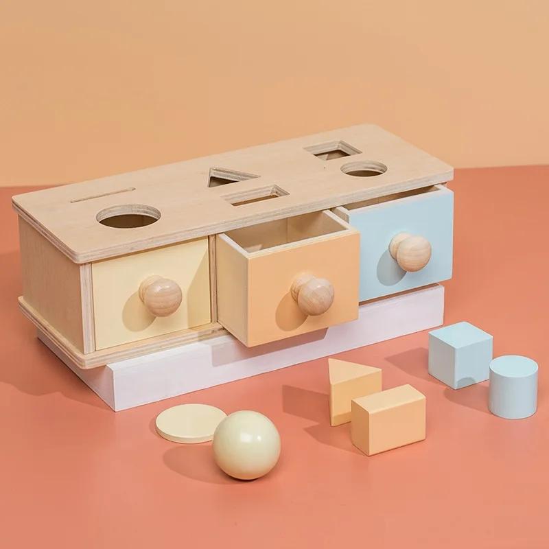 Toys Educational 4 In 1 Play Kit Montessori Object Permanence Box Coin Carrot Harvest Toy Wooden Shape Sorter Learning for Kids