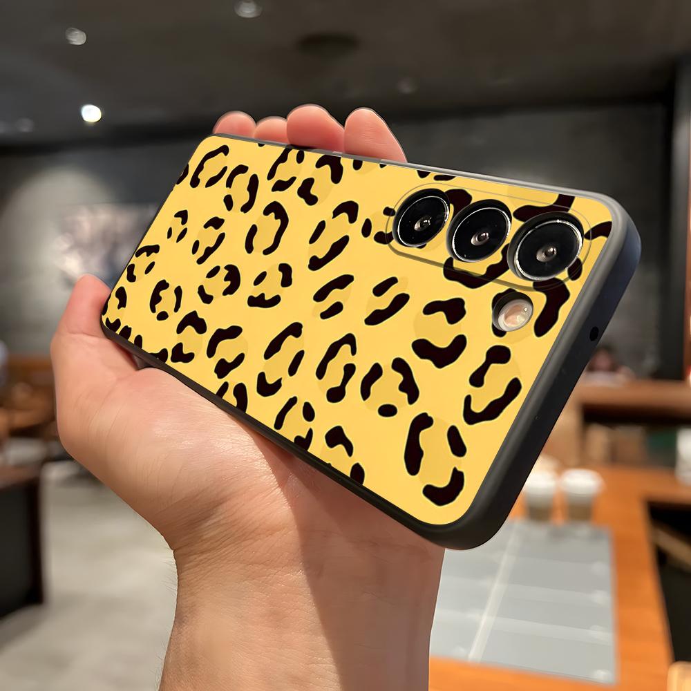 S-Stylish C-Cute Leopard Phone Case For Samsung A56 A36 A26 A16 A15 A25 A35 A55 A14 A34 A24 A54 Black Soft Shell