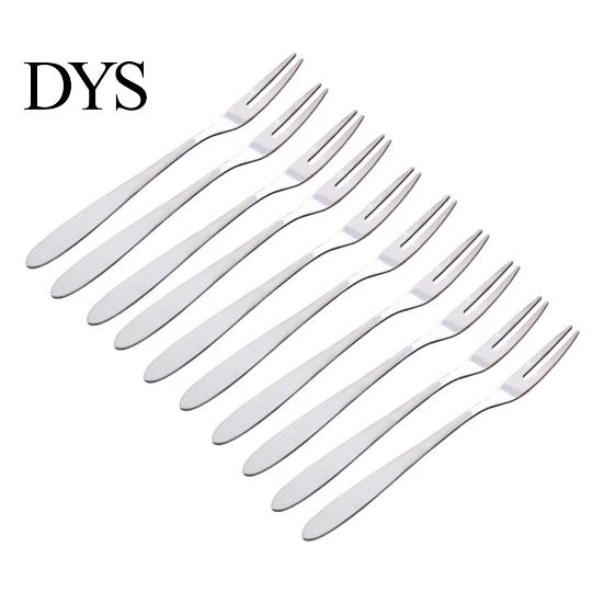 Fruits Fork 10Pcs Reusable Fruit Picks Round Tines 304 Stainless Tasting Steel 2-Tine Food Grade Dessert Kitchen Tools