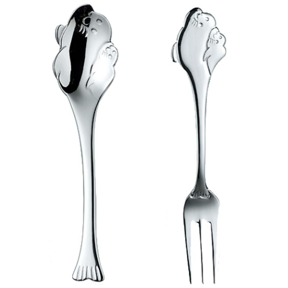 Nagao Marine Mate Spoon and Fork Set 2 Made in Japan (Seal Design, Pieces) -