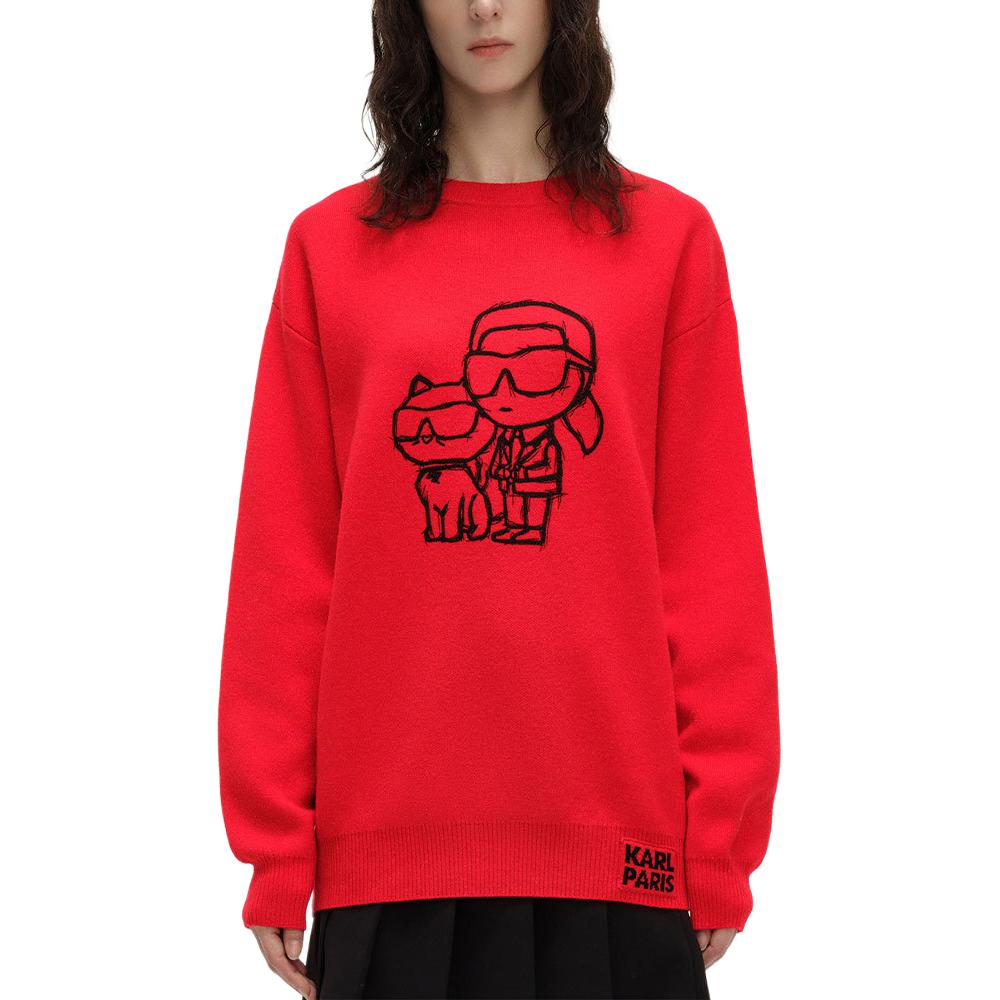 Karl Lagerfeld Outdoor Casual Gathering Luxury Pocket Trimmed Long Sleeve Sweater Women Sweater 241L2014