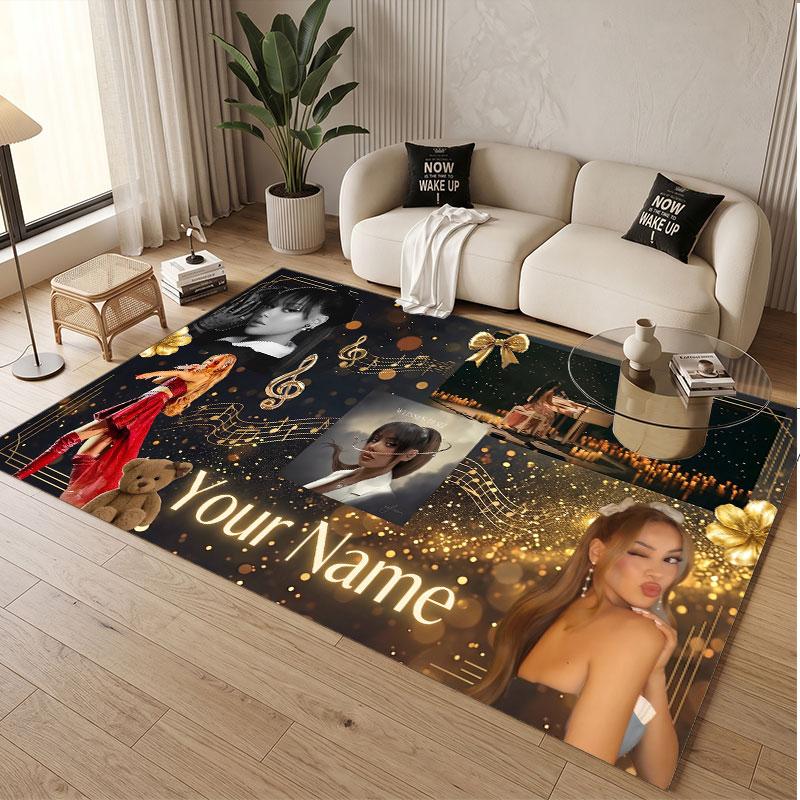 Custom Name Crystal Velvet Rug,Ayliva Comfortable Anti Slip Floor Mat For Room Decoration