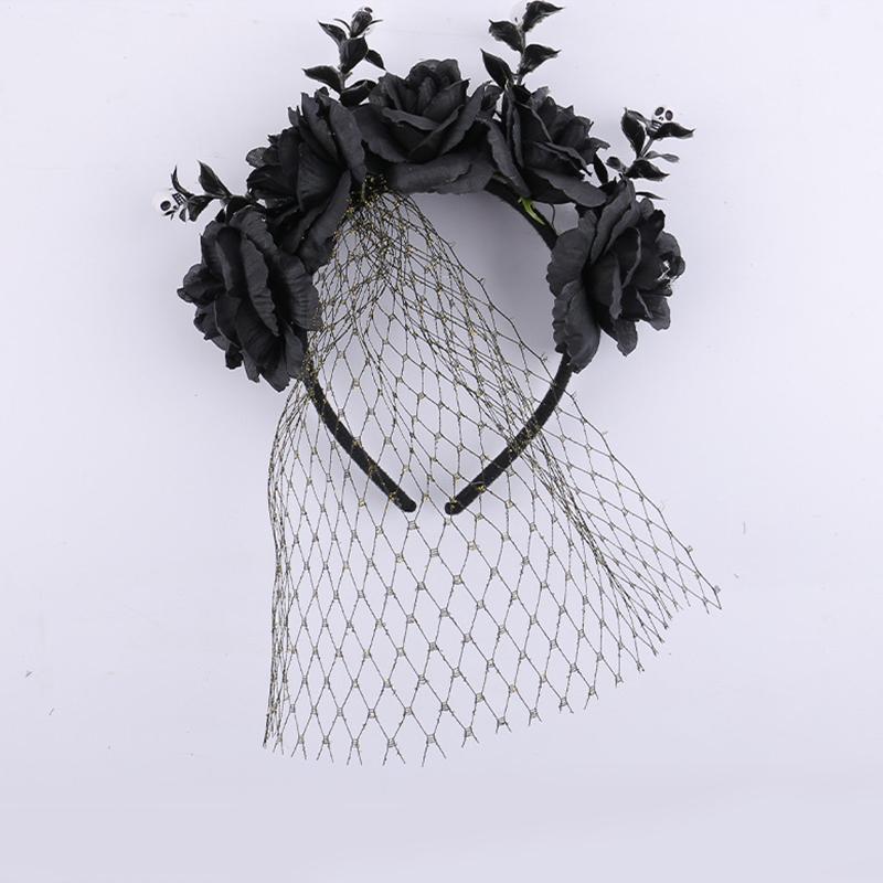 Halloween Hair Accessories Dark Style Veil Halloween Costumes Headdress Cosplay Crown Party Headband Holiday Accessories Black/Red