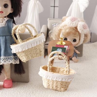 1/12 Maison de Poupée Simulation Mini Modèle de Panier Tissé Décoration Meubles Maison de Poupée Micro Scène Jouets de Jeu de Rôle
