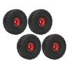 4PCS 1.9inch RC Crawler Rubber Tires 12 Hole Aluminium Alloy Wheels Hub Replacement for SCX10 1 10 Red