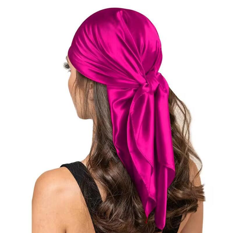 90cm Silk Scarf Scarftop Headwraps For Woman Fashion Four Seasons Hair Accessories Hijab Foulard Bandana Femme Headscarf