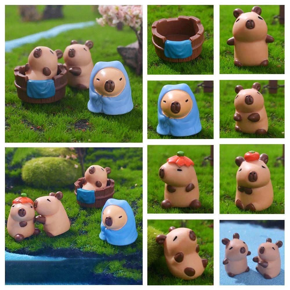 

DIY Cartoon Capybara Statue Resin Mini Animals Figurine Party Festival 7
