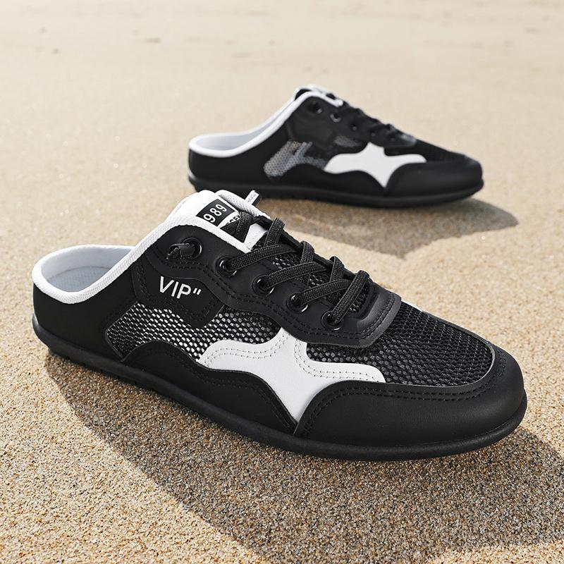 

1 пара сетчатых полутапочек, спортивные сандалии, пляжные тапочки, дышащие, легкие, модные и универсальные, подходят для Y 46 чёрный