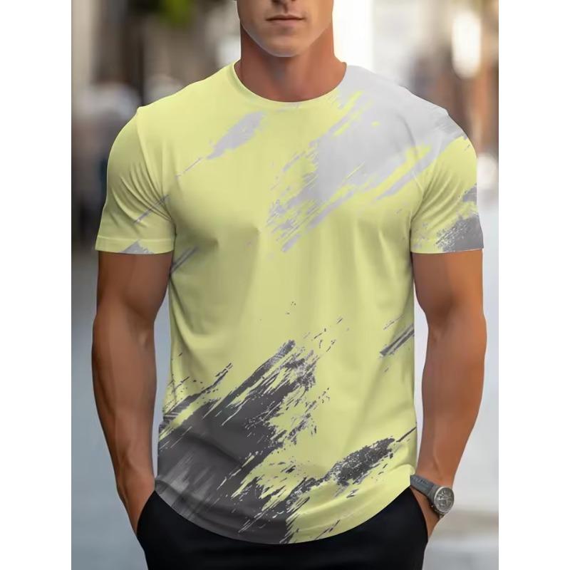 

Летняя мужская футболка с персонализированным принтом в виде 3D-линий, с коротким рукавом и круглым вырезом, модный мужской топ, подходит для прогулок на открытом воздухе XXL