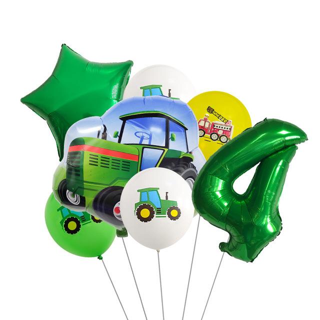 Green Tractor Birthday Decoration Tableware Balloons Cup Plate Truck Vehicle Excavator Kids Boys Party Favors Gift Baby Shower