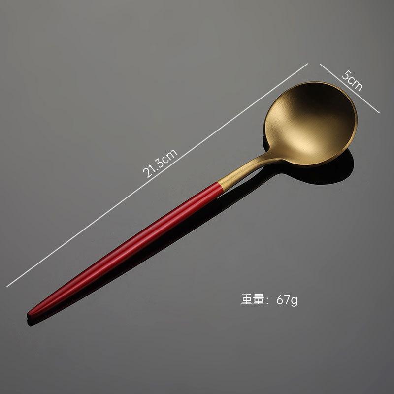 304 Stainless Steel Portuguese Knife and Fork Spoon Titanium-plated Gold Thick Western Tableware Paint Handle Wedding Gift