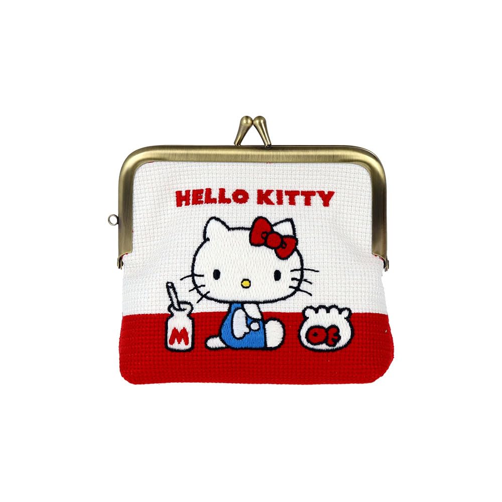 Stationery Sanrio Characters Goods Mini Pouch with Clasp and Tatami Hello S2337509 Sun-Star Embroidery, Kitty,