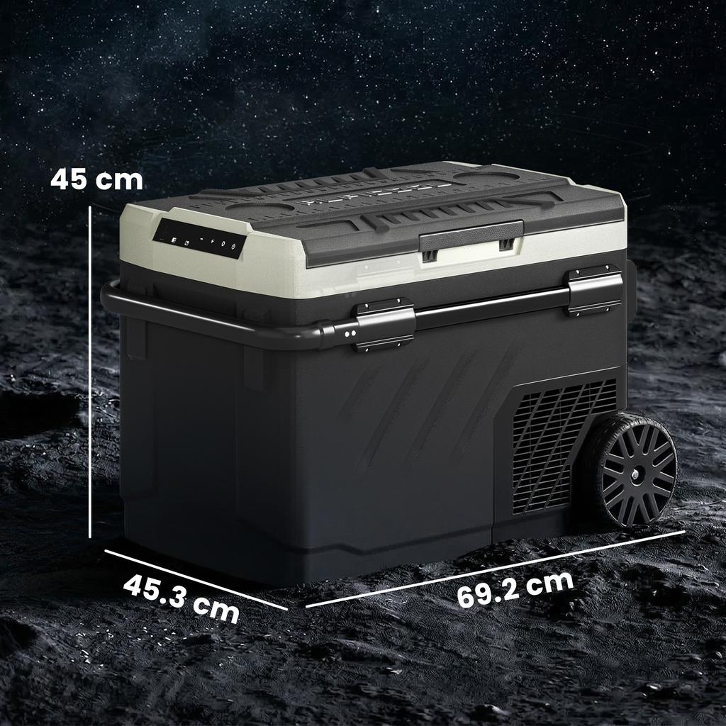 40L Compressor Car Fridge Freezer, Dual Zone Camping Refrigerator with App Control, Telescopic Handle, -20 degrees C-20 degrees C