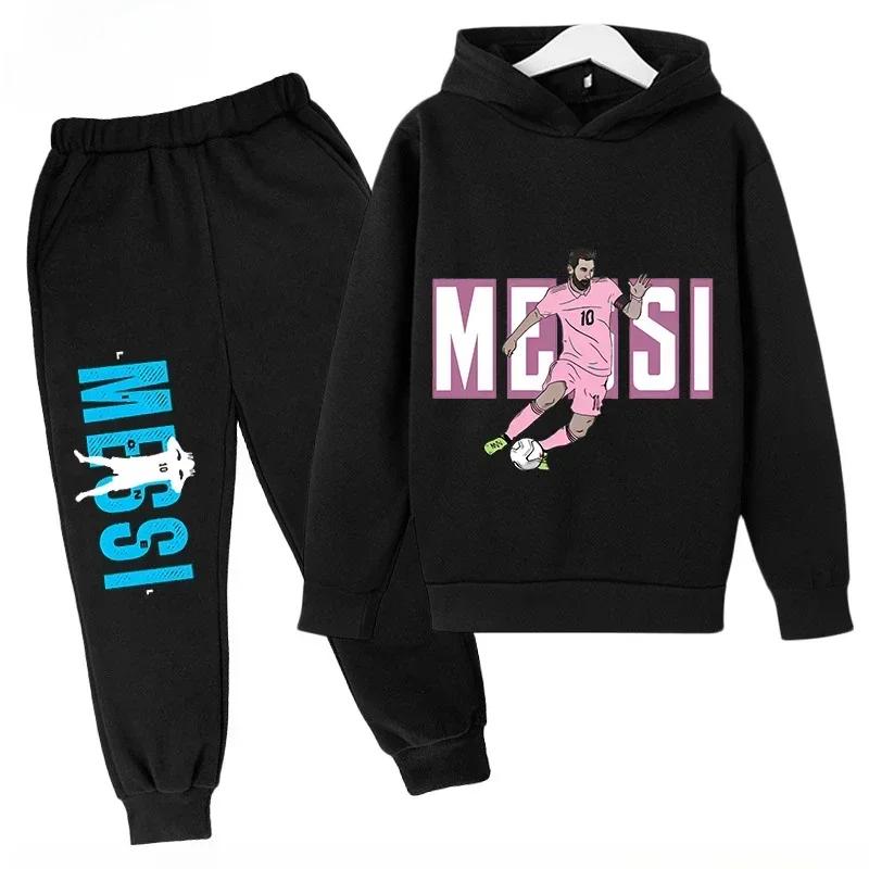 Messi Print Children's Set Sports Hoodie Pants Suit 2pcs Set Boys Girls Baby Kid Clothing Casual Fashion Autumn Winter Sportsuit