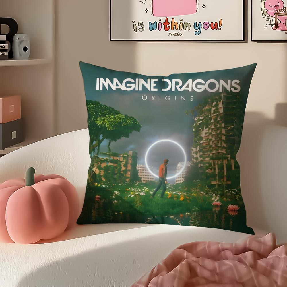 Anthemic Pop American Band IImagine Dragons Cushion Cover Pillowcase Short Plush Invisible Zipper Room Sofa Cushion Cover