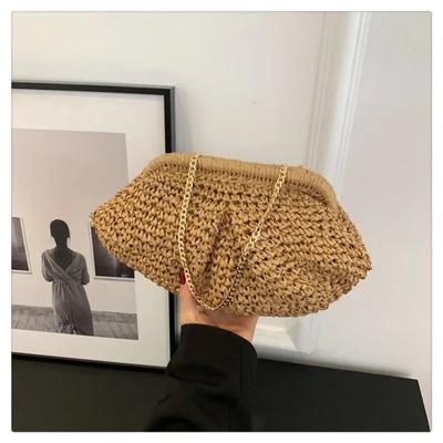 Straw Chain Shoulder Bags  New Hasp Solid Color Simple Fashion Crossbody Bags Versatile Trendy Youth Women's Handbags