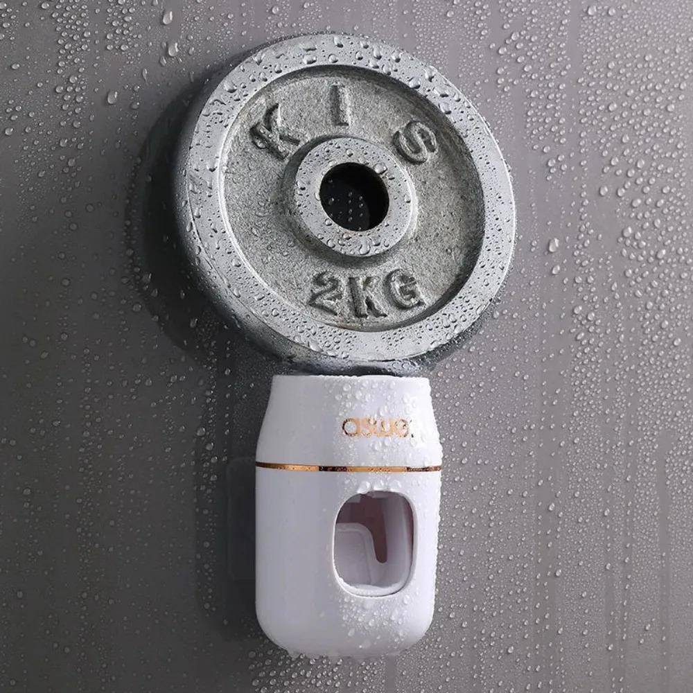 Automatic Toothpaste Squeezer Tool Wall Mounted No Drill Toothbrush Holder with Storage Rack Bathroom Organizer for Family Use