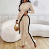 Women's Ribbed Knit 2 Sets with Diagonal Sash Detail