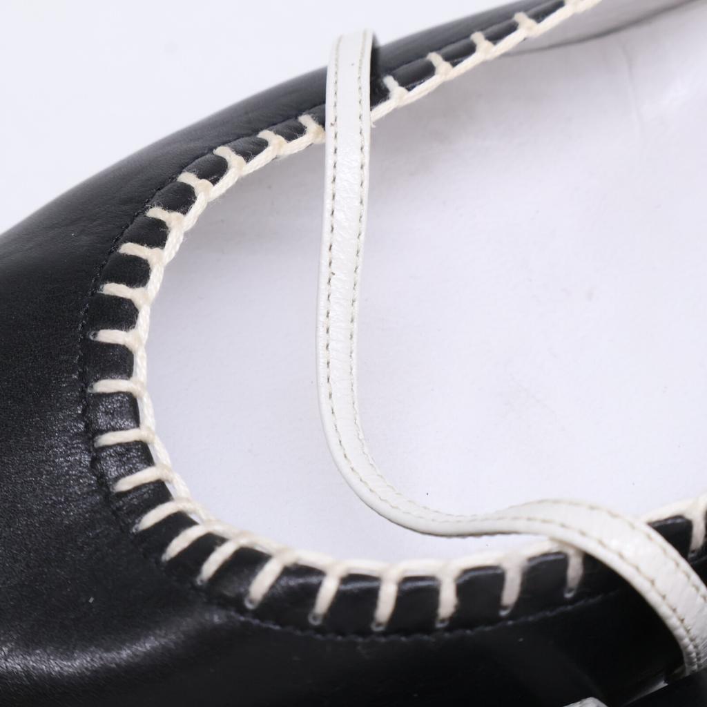 Manolo Blahnik Pointed Toe Mules Shoes 37 1/2 Black WhiteUsed