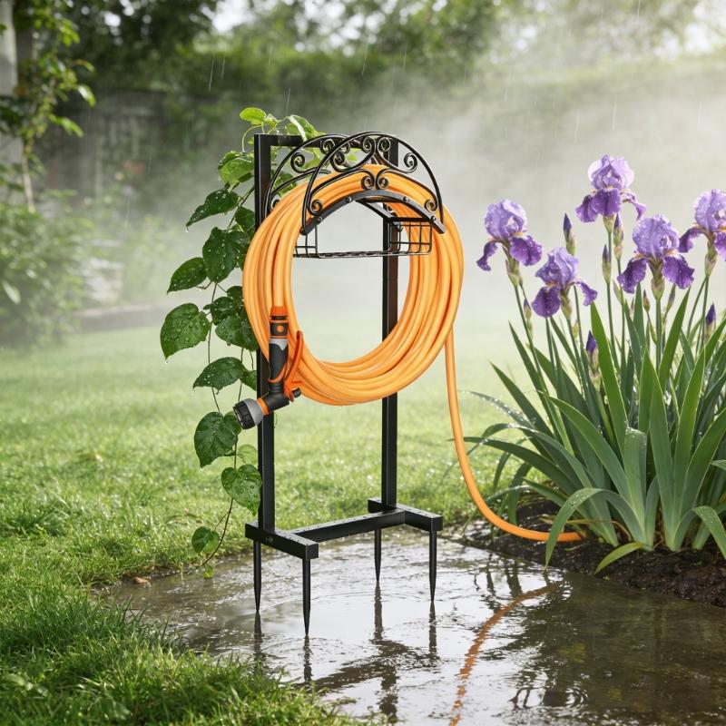 Supporto Robusto in Acciaio al Carbonio per Tubo da Giardino da Esterno Supporto per Tubo dell'Acqua da Giardino per Ganci Decorativi Organizzazione del Cortile