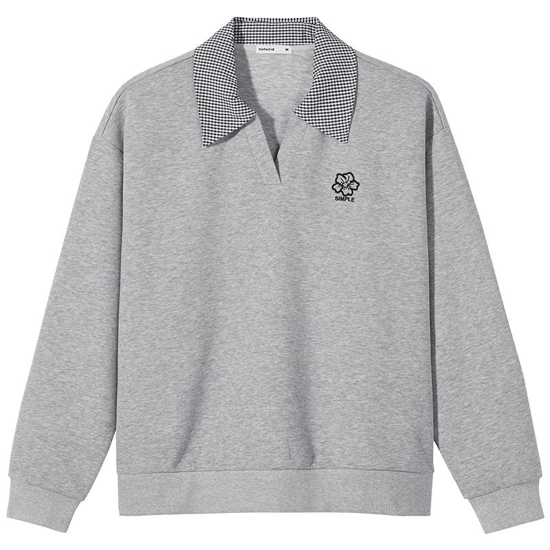 Hotwind Women's Faux Two-Piece Collar Sweatshirt