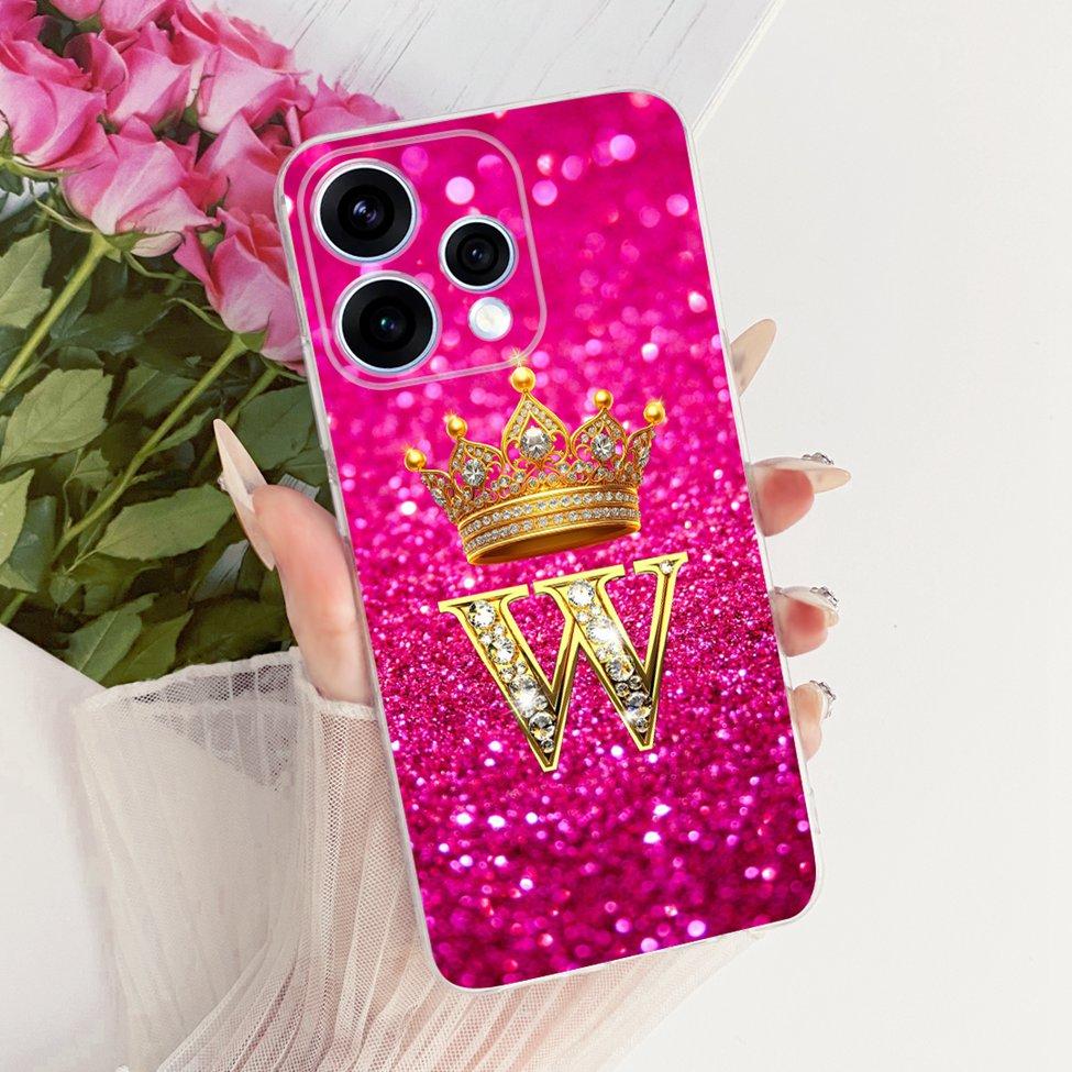 Clear Case For Oppo Reno15 5G Cover Luxury A-Z Letters Fashion Boys Girls Cool Crown Soft Casing For Oppo Reno15 CPH2825