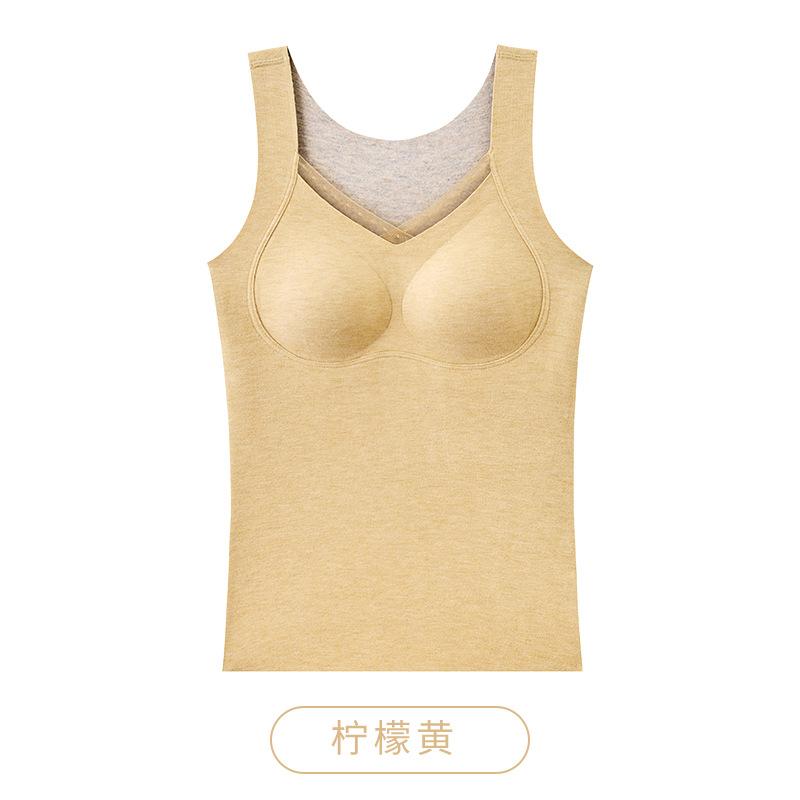 

Cashmere mulberry silk thermal vest German velvet self-heating velvet thickened top with chest pad inside autumn and winter m (recommended 47.5-57.5kg) лимонно-желтый