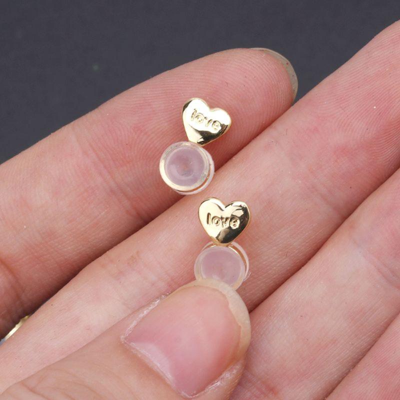 20 PCS Heart Love Earring Backs Replacements for Posts Earring Backings Secure for Studs Hypoallergenic Locking