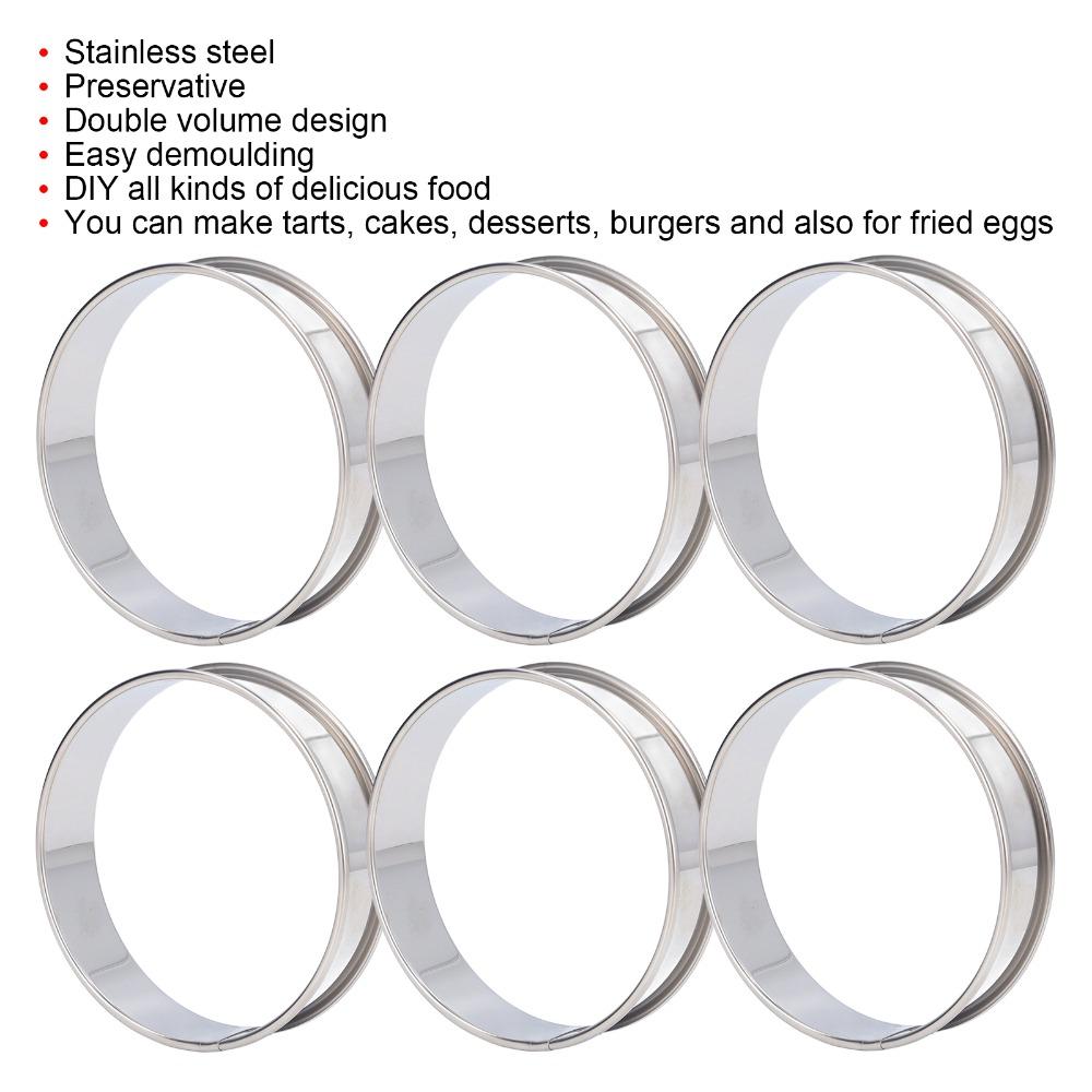 6PCS Easy Demoulding Stainless Steel Crumpet Rings Double Rolled Baking Mold  Muffin Baking