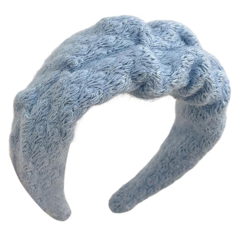 Strukturierte Kunststoff Kopfbedeckung Acryl Gestrickter Haarreif Merkmal Breite Kante Für Herbst Winter Mode Haarstyling