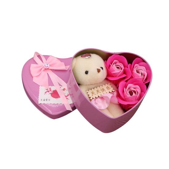 Romantic Life Bear Flower Doll Valentine Rose Artificial Soap Day Gift 6Pcs Partyation
