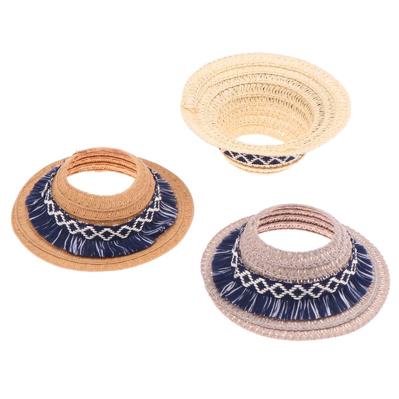 Mini Doll Straw Hat Empty Top Plush Dolls Clothes Accessories Cute Dolls Decoration Pretend Play Toys