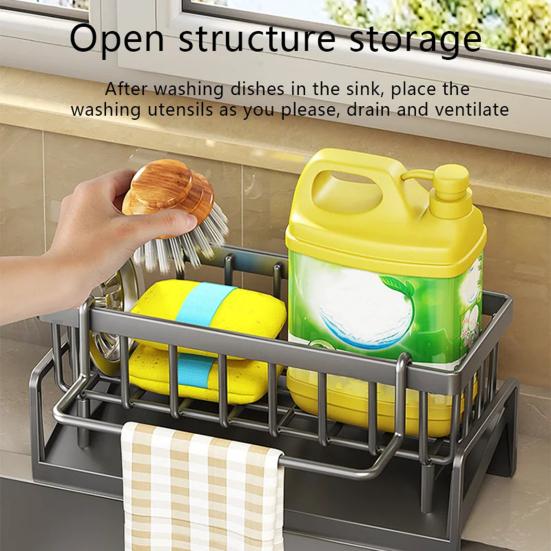 Drain Kitchen Soap Sponge Organizer Large Rack Holder Sink Caddy