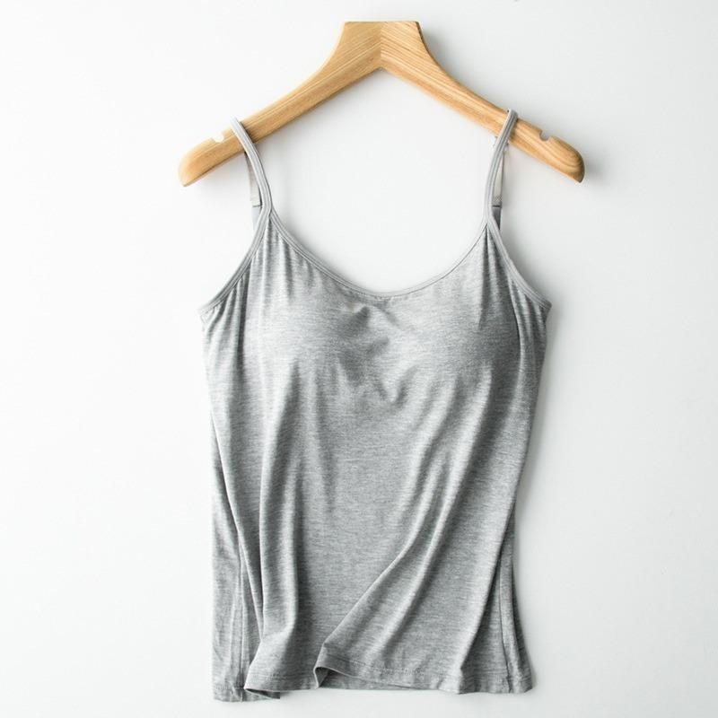 Women's Camisole Tops with Built In Bra Padded Neck Vest Slim Fit Tank Tops Summer Green Black Halter Top