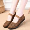 Summer new cloth shoes women's flying woven hollow breathable medium and old soft sole one pedal casual shoes