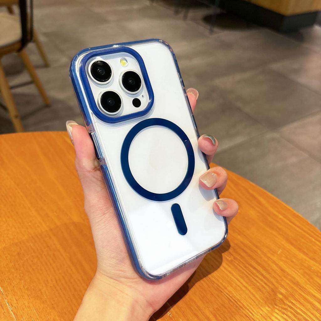 For IPhone 16 Promax Magnetic Phone Case for Apple 15 High Transparency for Samsung S24ultra Color Contrast Anti Slip Edge