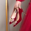 Wedding Shoes Bridal Shoes Red Stilettos Spring Girl 2025 New Models Are Not Tired Toasting Chinese Xiuhe Wedding Shoes
